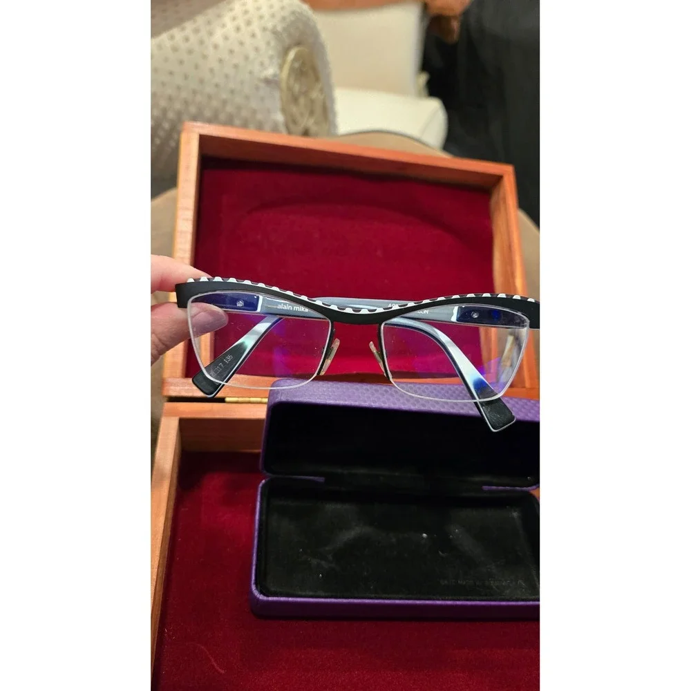 Alain Mikli A02017 MOJN Eyeglass Frames 52-17-135 Black White France w/Case